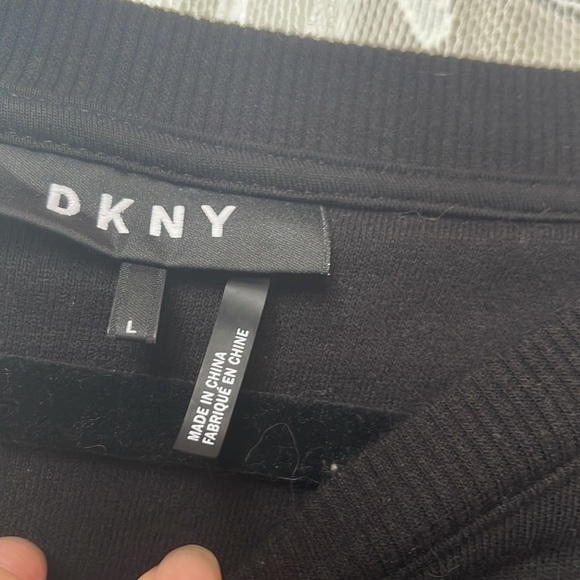 DKNY Black rhinestone Skull sweatshirt with faux button down hem - Picture 6 of 7